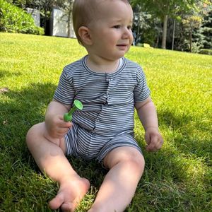 Baby rompertje OrganicEra biologische babyromper, gestreept