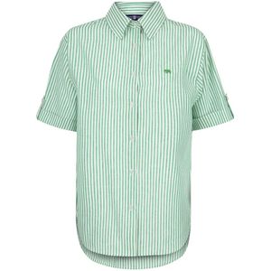 Jimmy Sanders - Overhemd - Groen - Poplin Katoen Linnen - Korte Mouw Dames