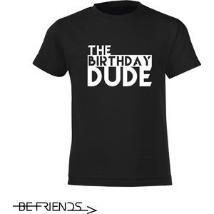 Be Friends T-Shirt - Birthday dude - Kinderen - Zwart - Maat 2 jaar