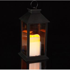 Relaxdays led lantaarn - vlameffect - sfeerverlichting - windlicht - zwart - 30 cm hoog