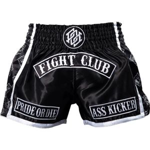 PRIDE or DiE FIGHT CLUB Muay Thai Shorts Zwart Wit - L