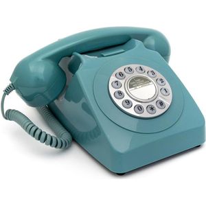GPO 746 Retro klassieke vaste telefoon - met druktoetsen - blauw