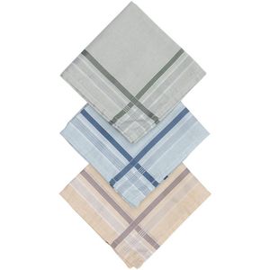 D&L Heren Zakdoeken - Streep donker- 12 Stuks - 100% Katoen - Gesatineerd - Claire