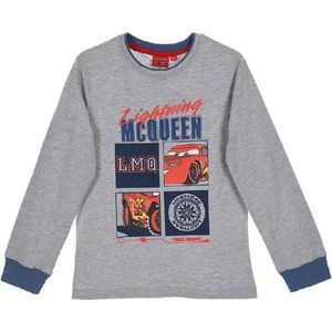 Disney Cars Shirt - Lange Mouw - LMQ - Katoen - Grijs - Maat 122/128 (8 jaar)