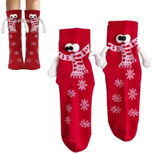 Allecto Plus - Grappige magnetische sokken voor koppels | Kerstsokken cadeau | Unisex vriendschapssokken met handjes | 1 paar