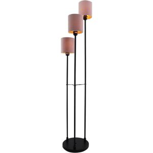 Olucia Kristian - Moderne Vloerlamp - Metaal/Stof - Roze;Zwart