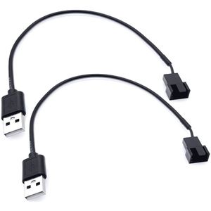 USB naar 3-pins/4-pins PWM 5V Ventilator Voedingsadapterkabel - 2 Stuks