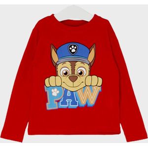 Paw Patrol Shirt - Lange mouw - Chase - Rood - Maat 116 (6 jaar)