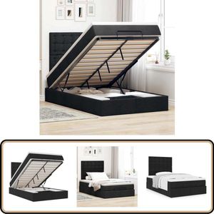 vidaXL Ottoman bed met matras 120x200cm stof zwart