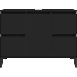 vidaXL - Wastafelkast - Zwart - Bewerkt Hout - 80x33x60 cm
