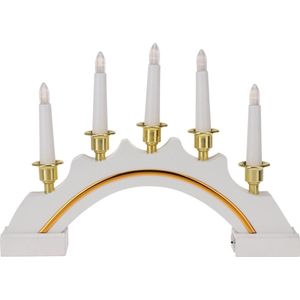 Kaarsenbrug - wit-goud - kunststof - 5 LED - 37 x 5 x 27 cm