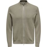 Onscooper - Gebreid Vest - Hoge Hals - Lange Mouwen - Ritssluiting - Regular Fit