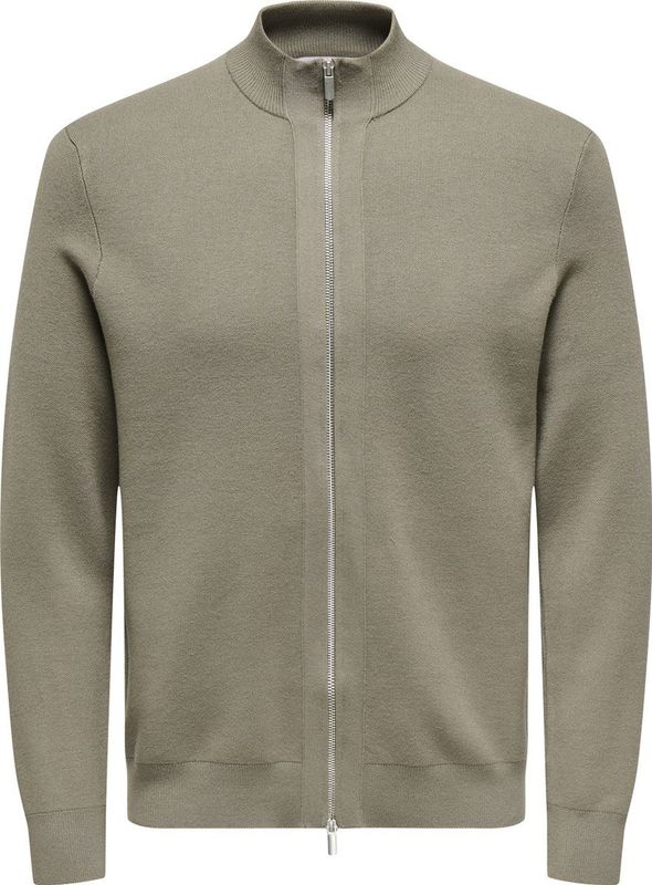 Onscooper - Gebreid Vest - Hoge Hals - Lange Mouwen - Ritssluiting - Regular Fit