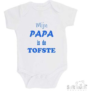 100% katoenen Romper ""Mijn Papa is de TOFSTE"" Vader Vaderdag Jongens Katoen Wit/blauw Maat 68/74