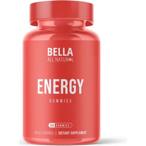 Bella All Natural - Energy Gummies - Cola smaak | verhoogt mentale alertheid en energieniveau - lang durende energieboost - Guaranazaad extract, Groene thee-extract, vitamine B12