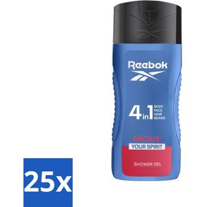 Reebok - Move Your Spirit - Douchegel - 4 in 1 - 400 ml - Bulkverpakking - 25 stuks