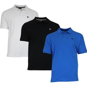 3-Pack Donnay - Polo (Noah) - Sportpolo - Heren - White/Black/Active blue (405) - maat XXL