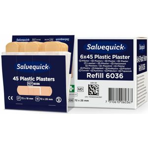 Salvequick navulling 6036, plastic pleisters, doosje van 6 navullingen - navulling voor pleisterautomaat