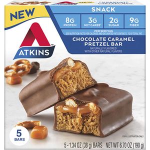 Atkins | Snack Bar | Chocolate Caramel Pretzel | Doos | 5 x 38 gram