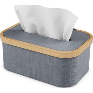 Zakdoekjesbox van bamboe met Oxford-stof - Elegante dispenser voor tissue