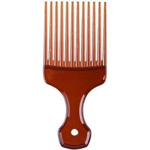 Scoby - Brede Tanden Afro Haar Kam - Krullend Haar Vork Kam - Unisex Haar Styling Tool - Bruin - Ideaal voor Krullen en Volume