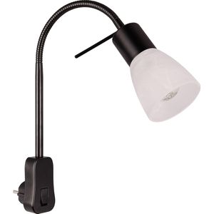 Stekkerlamp met Schakelaar - Torna Fukara - E14 Fitting - 4.9W - Warm Wit 3000K - Mat Zwart - Metaal