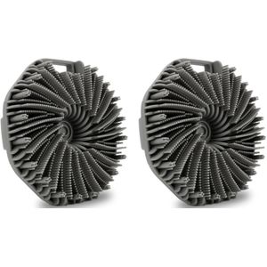 2stuks - Siliconen Badborstel - Ergonomisch Handvat - Zachte Badborstel - Massage - Huidborstel - Lichaamsborstel - bad- & doucheaccessoires - Ultrazachte Scrubvinnen - Alle Huidtypen - Handborstel - Grijs