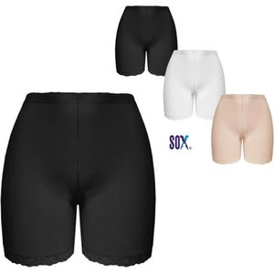 SOX Boxershort Fietsbroek Wandelbroek voor bescherming binnenkant billen in Ultrazachte Katoen Dames met lange pijpen en kruisje Zwart L