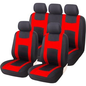 Complete set klassieke autostoelhoezen - Rood - autostoelhoezenset voor 5 zitplaatsen .