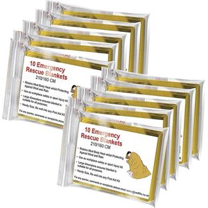 Thermische Nooddeken, slaapzak \ Premium Reddingsdeke | Survival Whistle Ultralight Cold Protection / Noodslaapzakken - emergency foil blanket, emergency sleeping bag - 10pcs - (210x160cm)