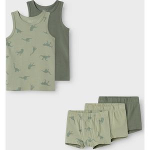 Name it - Ondergoed 2 singlets + 3 boxershorts - Agave Green Dino - Maat 98