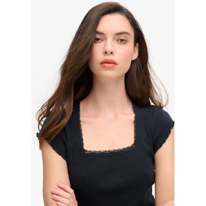Superdry Essential Square Neck T-shirt Met Korte Mouwen Blauw 2XS Vrouw