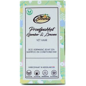 Beesha Proefpakket Gember & Limoen Duo | Shampoo Bar & Conditioner Bar | 100% Vegan | CG Proof | Sulfaatvrij | Parabeenvrij | Silicoonvrij
