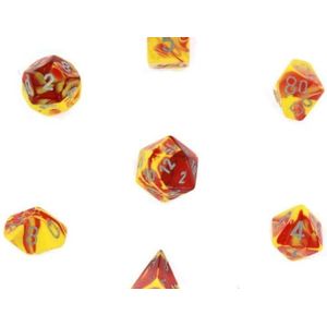 Chessex Gemini Red-Yellow/silver Polydice Dobbelsteen Set (7 stuks)