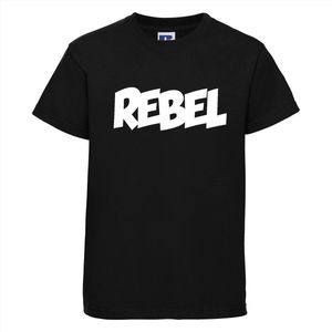 Rebel T-shirt | Grappige tekst | T-shirt tekst | Kids | Kinder | Kinderen | Stoer shirt | Tshirt | Zwart Shirt | Kindershirt | Maat 5-6 jaar