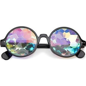 Freaky Glasses® - Basic caleidoscoop bril - Spacebril - Festival Bril - Zwart - Flower effect