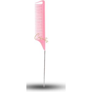 Cabantis® Puntkam met Haak – Styling Tool voor Haar – Professionele Kapper Kam – Haarverdeler & Toupeer Kam – Antistatisch – Geschikt voor Alle Haartypes - Roze