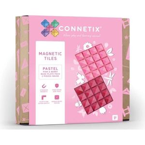 Connetix - 2 Pastel Pink Berry basisplaten 30 x 30 cm - magnetisch constructiespeelgoed
