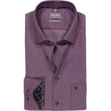 OLYMP Luxor comfort fit overhemd - structuur - donker mauve paars - Strijkvrij - Boordmaat: 47