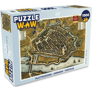 Puzzel Plattegrond - Arnhem - Vintage - Legpuzzel - Puzzel 1000 stukjes volwassenen - Stadskaart