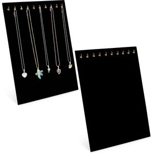 Zwart Velours Sieraden Display Houders - 2 Pak met 10 Haken voor Kettingen en Accessoires
