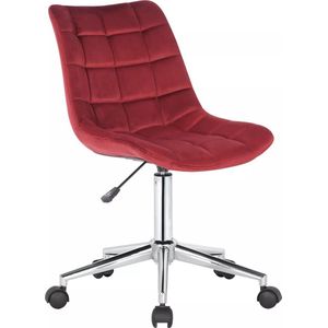 In And OutdoorMatch Bureaustoel Gilda - Stof - Velvet Donker Red - Ergonomisch - 46x40x96cm Hoogte Verstelbaar - Zithoogte 44 - 59 cm - Modern Design