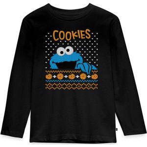 Sesamstraat Cookie Monster Ugly Xmas Premium T-Shirt Kinderen Met Lange Mouwen