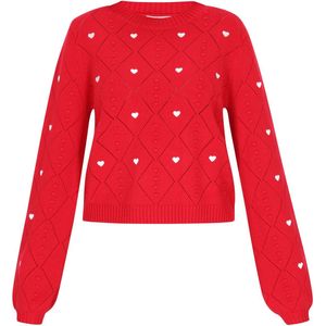 myMo - Gebreide Trui - Ajourmotief - Ronde Hals - Bisschopsmouwen