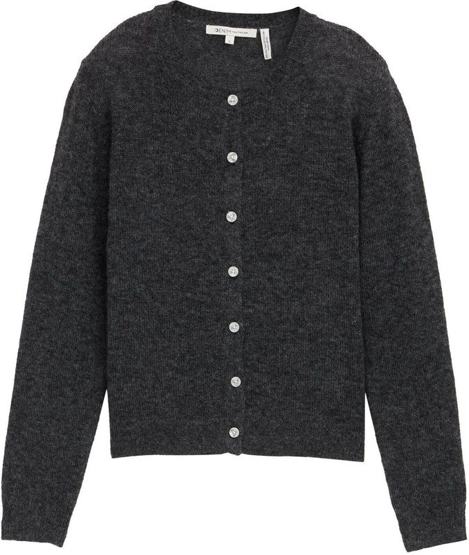 TOM TAILOR DENIM - Gebreid Vest - Grijs Gemêleerd