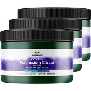 Swanson | Magnesium Citraat | 3 stuks | 3 x 244 gram