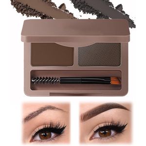 3-kleurig wenkbrauwpoederpalet - waterdicht - zweetbestendig - eenvoudig te gebruiken - geïntegreerde spiegel - mini-kwast - veganistisch - huidvriendelijk