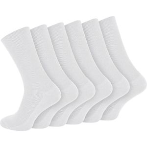 Calzera 6 Paar Diabetes Sokken - Wit - Wijde Boord - Sokken Zonder Elastiek - Non Elastische Top - Anti-Press - Medische Sokken - Naadloos - Dames en Heren - Maat 40-46