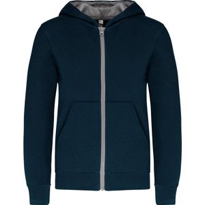 Kariban Kindersweater met rits en capuchon K486 - Navy / Fine Grey - 12/14 Y (12/14 ans)