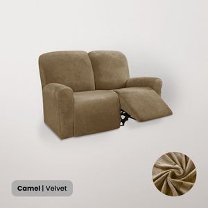 BankhoesDiscounter Velvet Recliner Fauteuil Hoes – Relaxzetel – Relax Sofa Hoes – Bankbeschermer – Zetel Hoes - Sofa Cover - M2 (122-165cm) - Camel